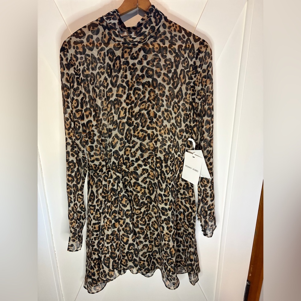 Ronny Kobo Carlotta Dress Size XL NWT Leopard Print Long Sleeve Dress - Picture 8 of 12